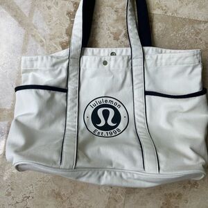 Lululemon Cream Tote Bag with Black Logo